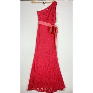 Juno Dress Collection Coral Pink Lace One Shoulder Y2K Dress Women Small New NWT